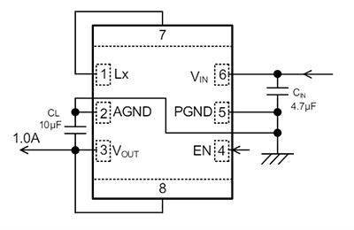 Application Circuit Diagram - Torex Semiconductor XCL239/XCL240 Step-Down Micro DC/DC Converters